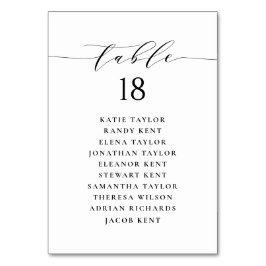 Svart minimalistisk sittplan för skript Bröllop Bordsnummer