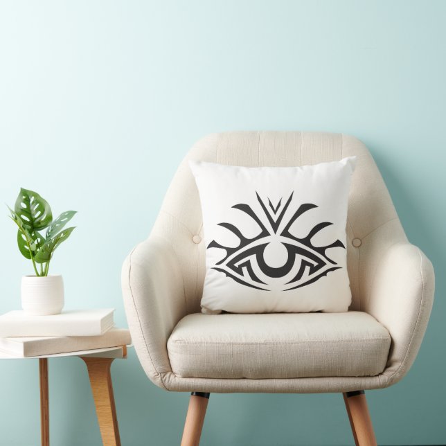 Svart minimalistisk tatuering stil konstverk kudde (Stol)