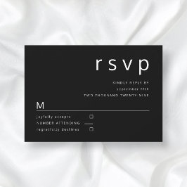Svart minimalistisk typografi bröllop  OSA kort