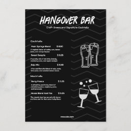 Svart minimalistiskt bar dryck meny
