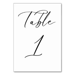 Svart, minimalistiskt Bordsnummer för skript Bröll