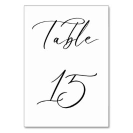 Svart, minimalistiskt Bordsnummer för skript Bröll