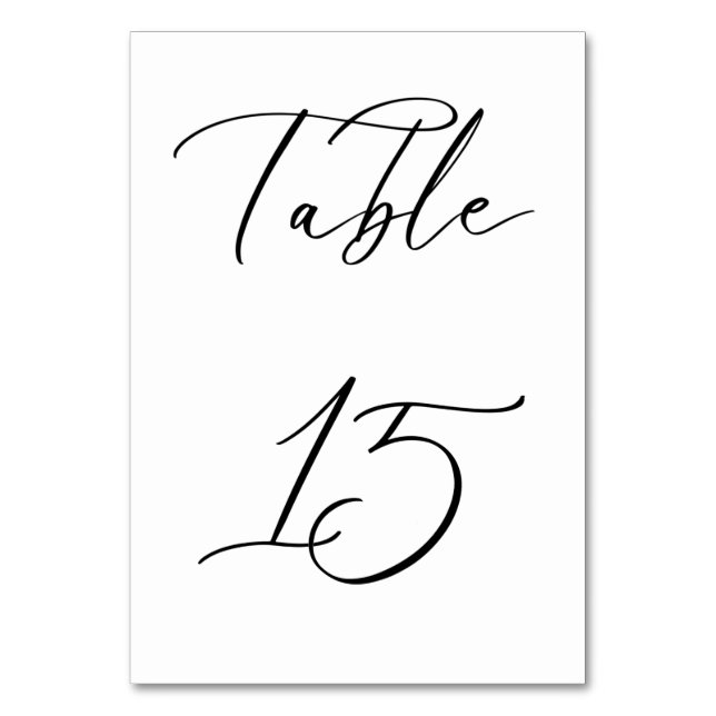 Svart, minimalistiskt Bordsnummer för skript Bröll (Baksidan)
