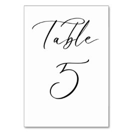 Svart, minimalistiskt Bordsnummer för skript Bröll