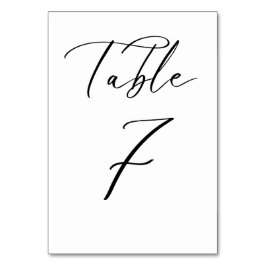 Svart, minimalistiskt Bordsnummer för skript Bröll