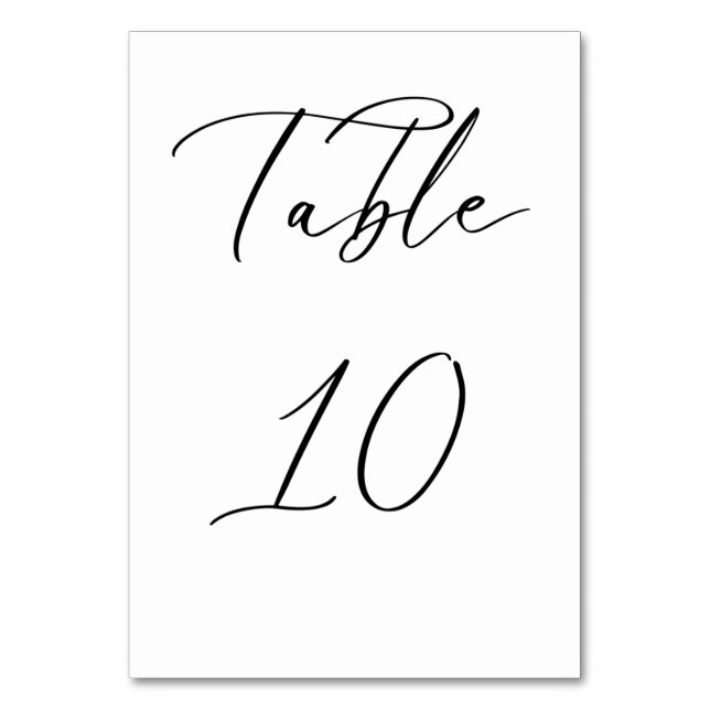 Svart, minimalistiskt Bordsnummer för skript Bröll (Framsidan)