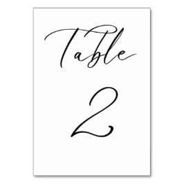 Svart, minimalistiskt Bordsnummer för skript Bröll