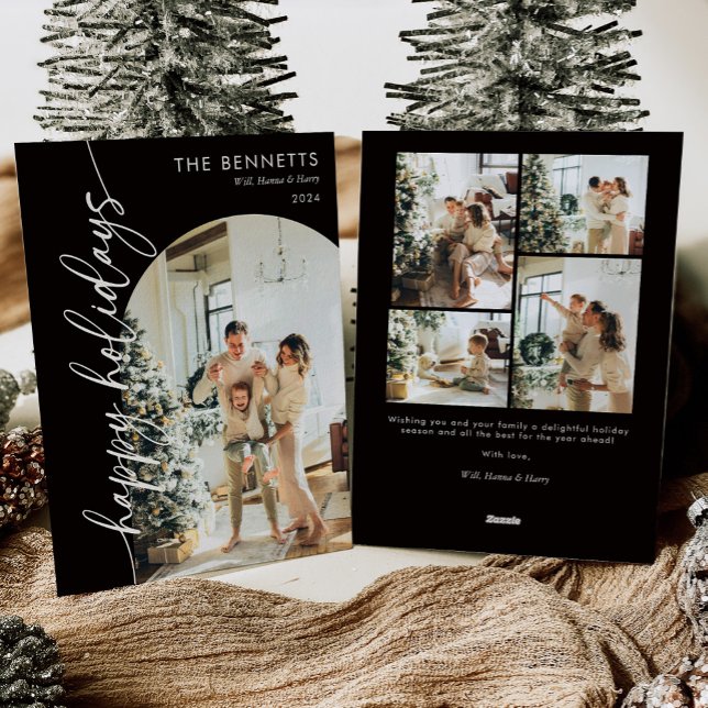 Svart, minimalistiskt Glad helg Arch-foto Julkort (Skapare uppladdad)