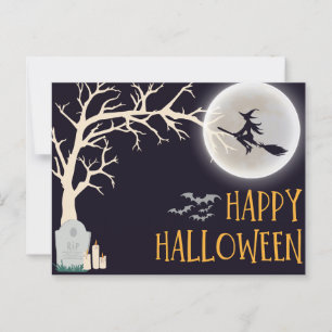 Svart, minimalistiskt Happy halloween-vykort Vykort
