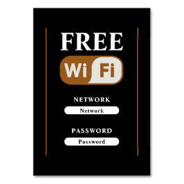 Svart minimalistiskt metallkort för gratis wifi på bordsnummer