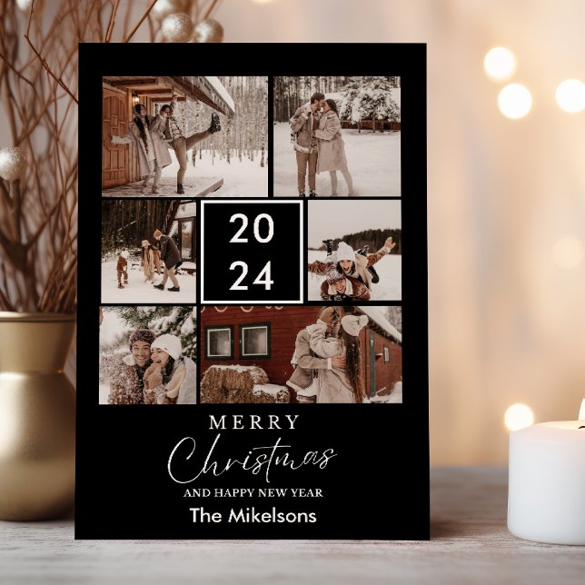 Svart, minimalistiskt Modern jul, par foto Julkort (Skapare uppladdad)