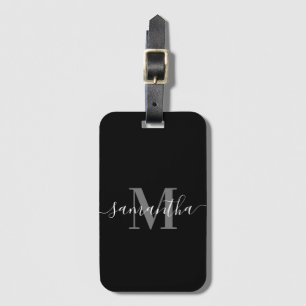 Svart minimalistiskt monogram bagagebricka