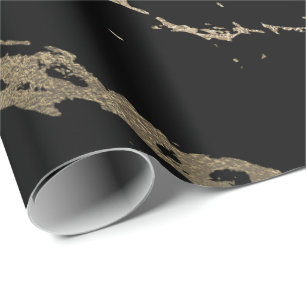 Svart, minimalt lyxig Guld-marble Shiny Glam Presentpapper
