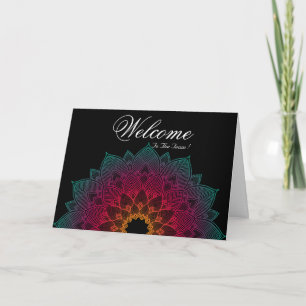 Svart, minimalt, Mandala Välkomstfiske Kort