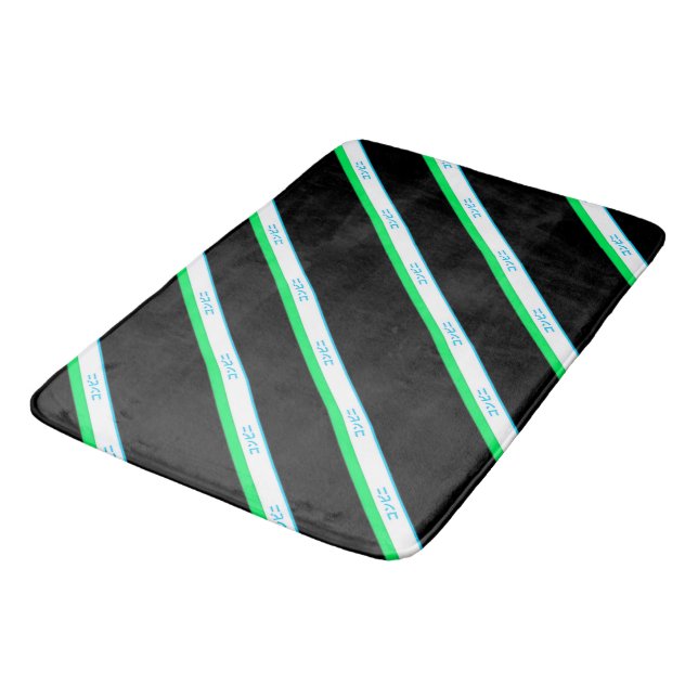 Svart, minsta blå Grönt, stor Rand Japan-text Badrumsmatta (Vinklad)