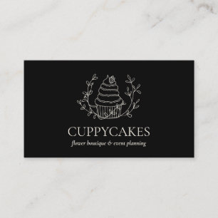 Svart minsta Blommigt Bakery Strawberry Cupaka Visitkort