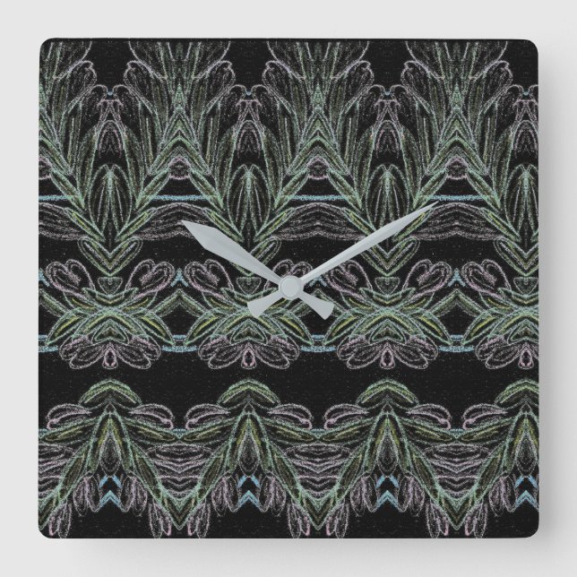 Svart mjuka trådar fyrkantig klocka (Framsida)