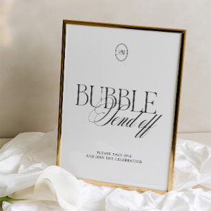 Svart & Mjukt Vitt Bubbel Avskedsbröllopsskylt