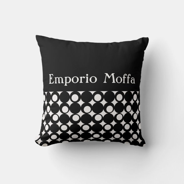 Svart Mod Boll Design @ Emporio Moffa w/text Kudde (Framsida)