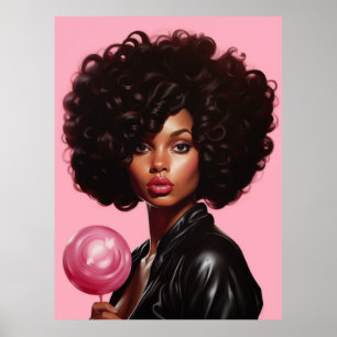 Svart modell hög mode kvinna vacker rosa poster
