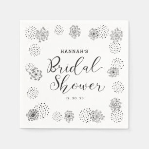 Svart Modern blombröllop Bridal Shower Pappersservett