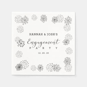 Svart   Modern blomsterdekoration för förlovningsf Pappersservett