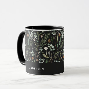 Svart, modern, botanisk elegant, modern mugg