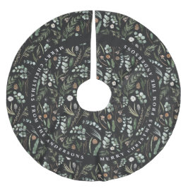 Svart modern botanisk julklapp julgransmatta borstad polyester