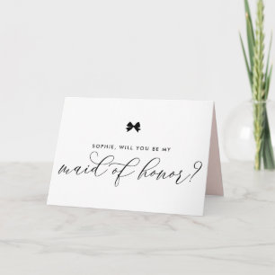 Svart Modern Bow Bow är min Maid of honor Kort
