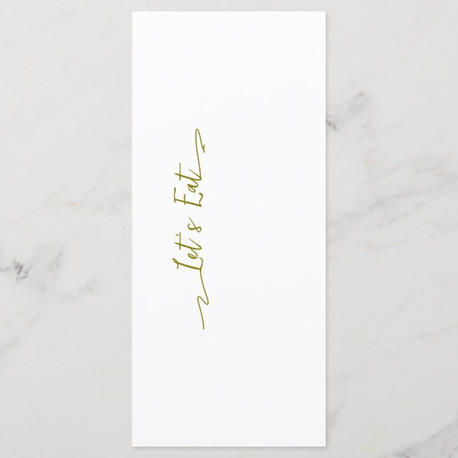 Svart, modern Bröllop-meny med enkel Elegant Meny (Baksida)