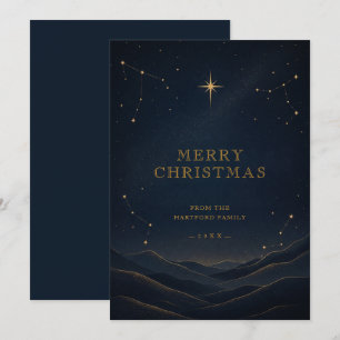 Svart Modern Celestial Jul Guld TMF26 Julkort