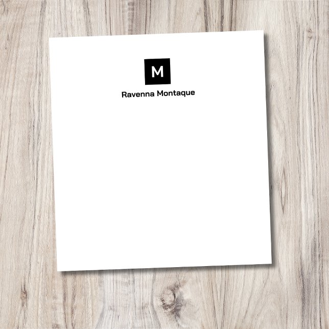 Svart Modern Chic Trendig Monogram Anteckningsblock (Skapare uppladdad)