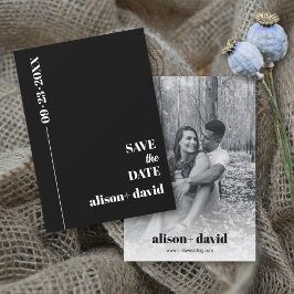 Svart modern, chic typografi minimalistisk bröllop spara datumet