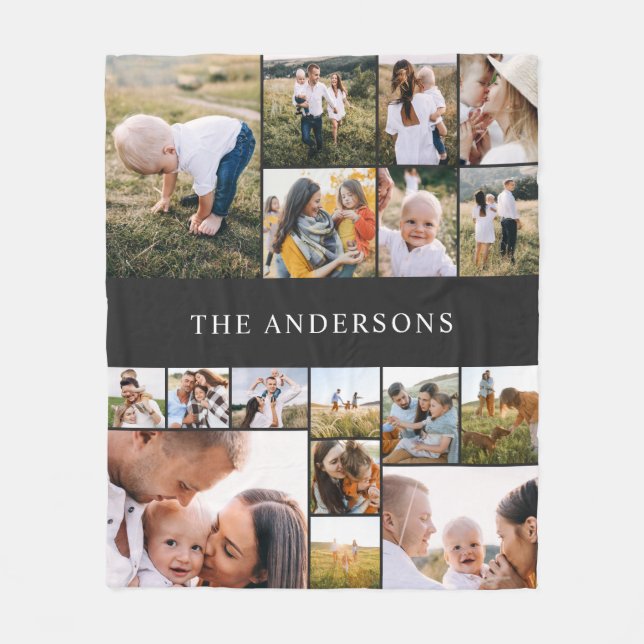 svart modern elegant 17, modern fotopersonlig fleecefilt (Framsidan)