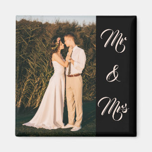 Svart Modern Elegant Herr & Fru Par Foto Magnet