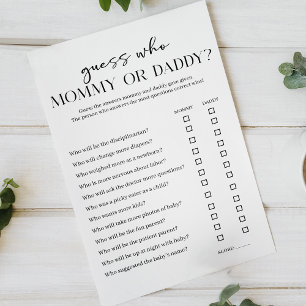 Svart Modern Enkel Baby Shower Mamma Pappa Lek Flygblad