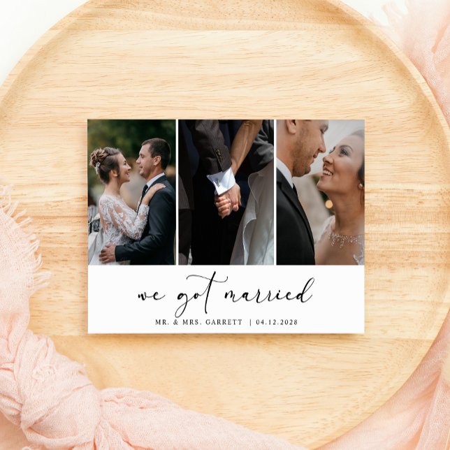 Svart Modern Enkel Lägga till Foto Bröllop Nytt Gi Inbjudningar (Skapare uppladdad)