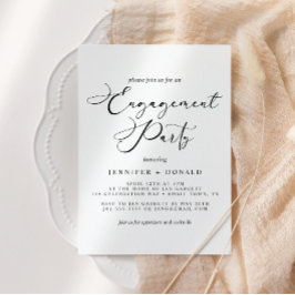 Svart Modern Enkel Skrift Bröllopsförlovning Inbjudningar