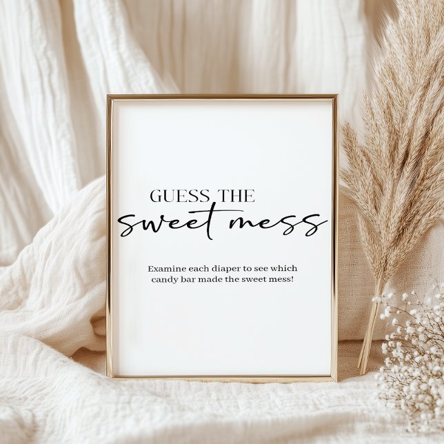 Svart Modern Enkel Skript Baby Gissa Söt Röra Poster (Skapare uppladdad)