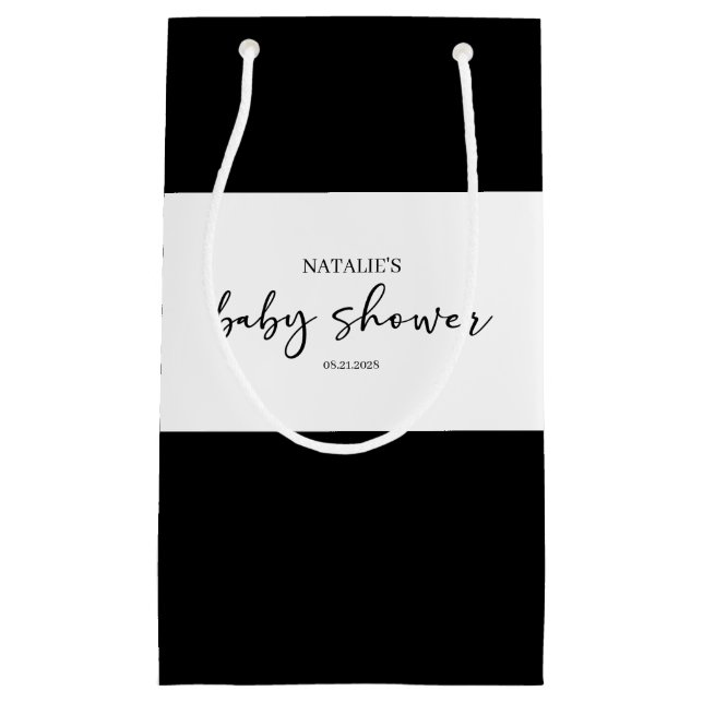 Svart Modern Enkel Skript Baby Shower Förmån (Framsidan)