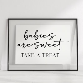 Svart Modern Enkel Skript Baby Shower Present Poster