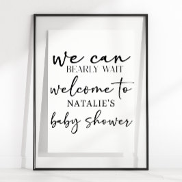 Svart Modern Enkel Skript Baby Shower Skylt
