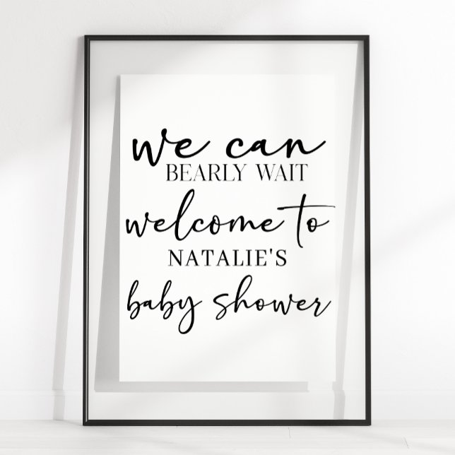 Svart Modern Enkel Skript Baby Shower Skylt (Skapare uppladdad)