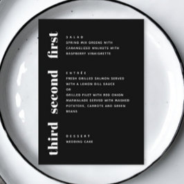 Svart modern enkel typografi minimalistisk bröllop meny
