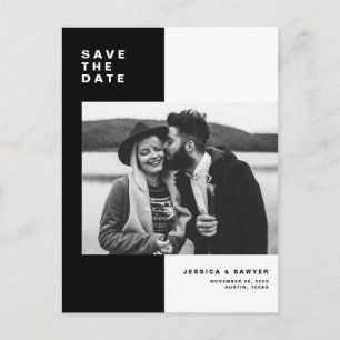 Svart Modern Färgbalksfotografi Spara Datum Meddelande Vykort