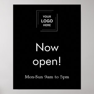 Svart Modern företagslogotyp Öppettider Display Poster