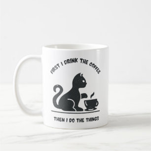 Svart modern första drink-lustig text kaffemugg