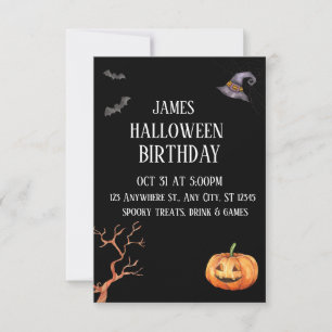 Svart Modern Halloween fest-inbjudan Inbjudningar