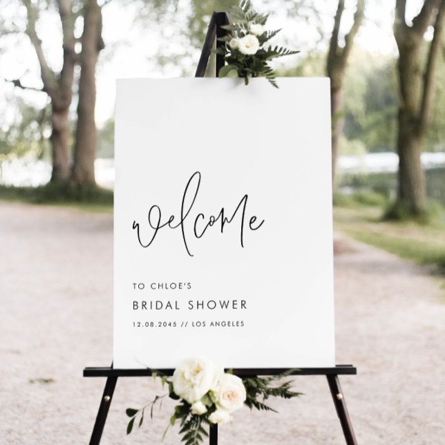 Svart modern handskriftsskript, Möhippa Poster (Modern bridal shower welcome sign featuring minimalist handwriting. Perfect for any bridal theme.)