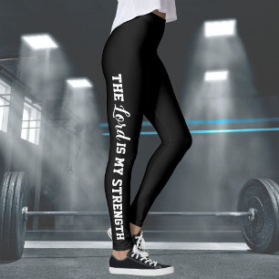 Svart Modern Herren är min styrka Psalm 28:7 Leggings